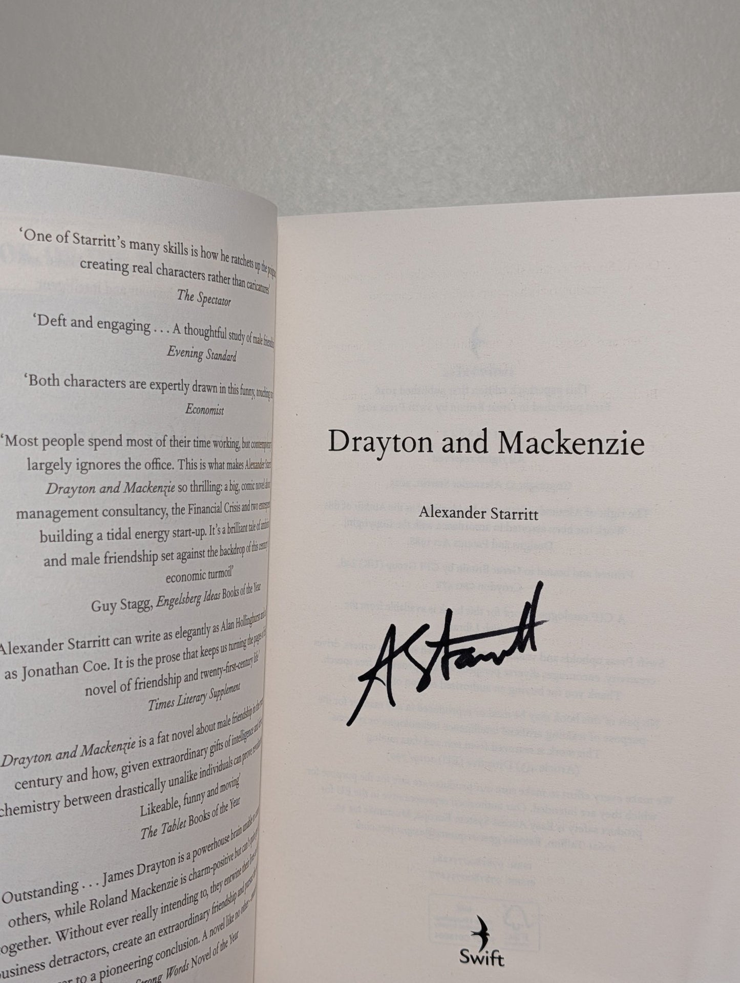 Drayton and Mackenzie by Alexander Starritt (Signed Edition) - Fialta Books