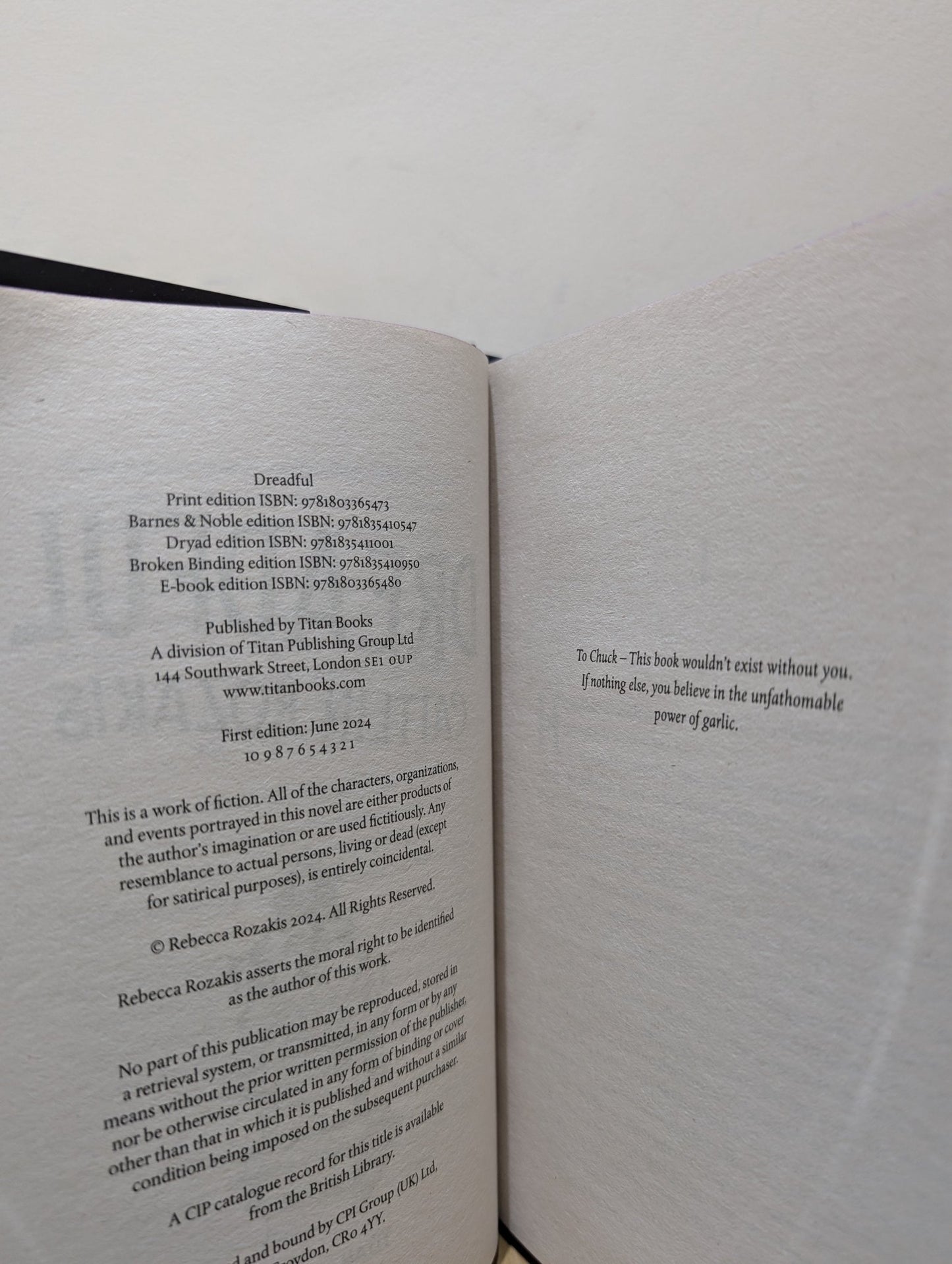 Dreadful by Caitlin Rozakis (Signed Numbered First Edition with sprayed edges) - Fialta Books