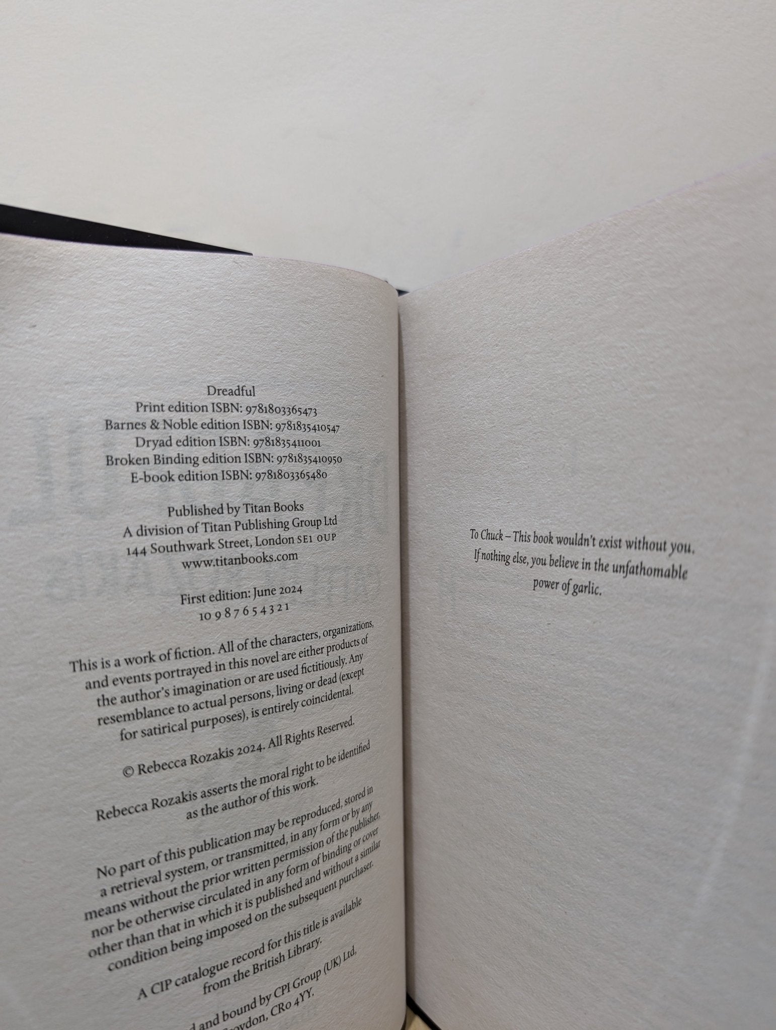Dreadful by Caitlin Rozakis (Signed Numbered First Edition with sprayed edges) - Fialta Books