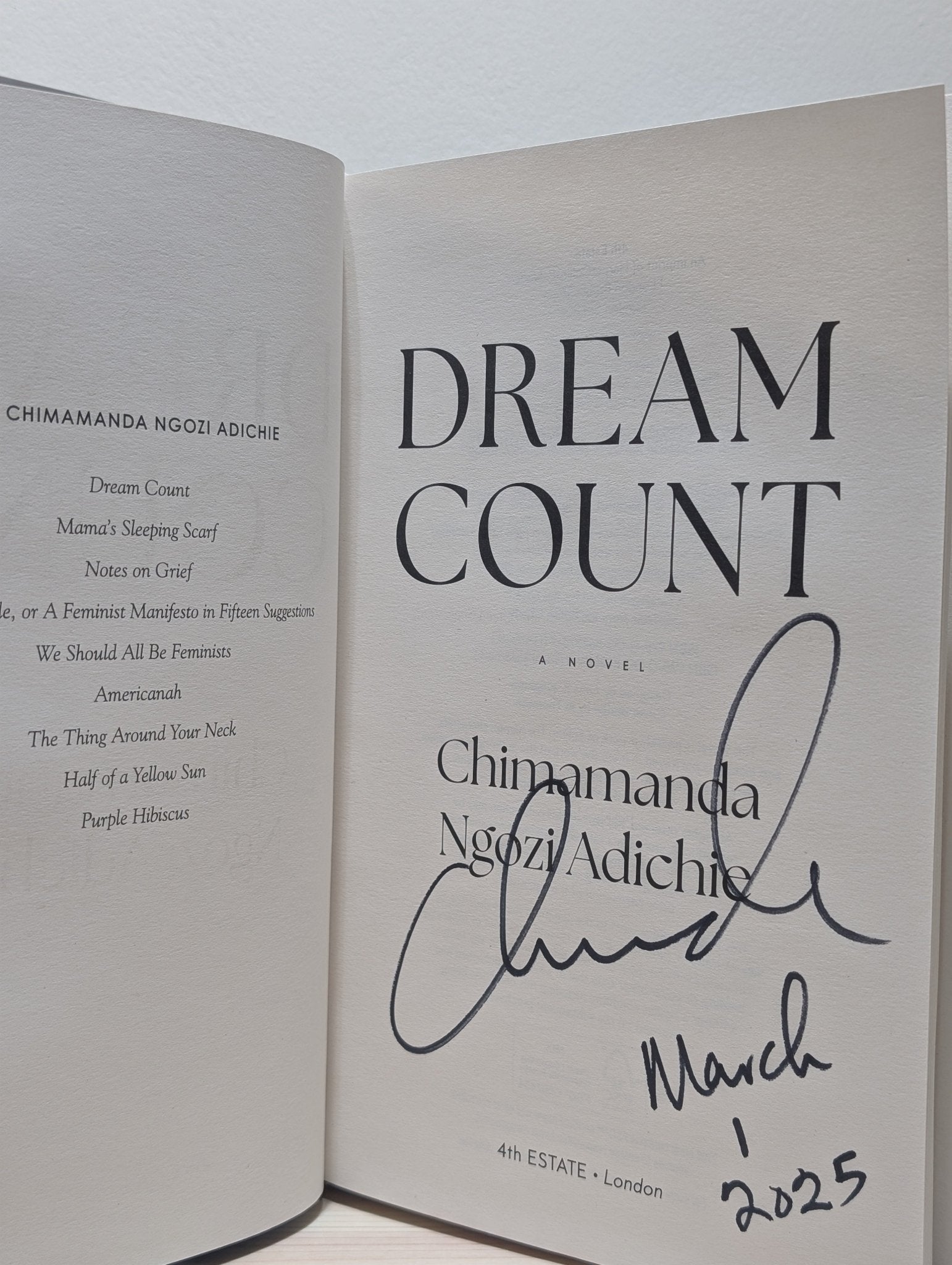 Dream Count by Chimamanda Ngozi Adichie (Signed Dated First Edition) - Fialta Books