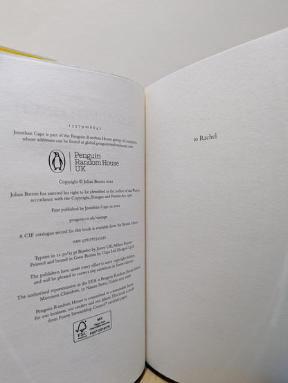 Elizabeth Finch by Julian Barnes (Signed First Edition) - Fialta Books