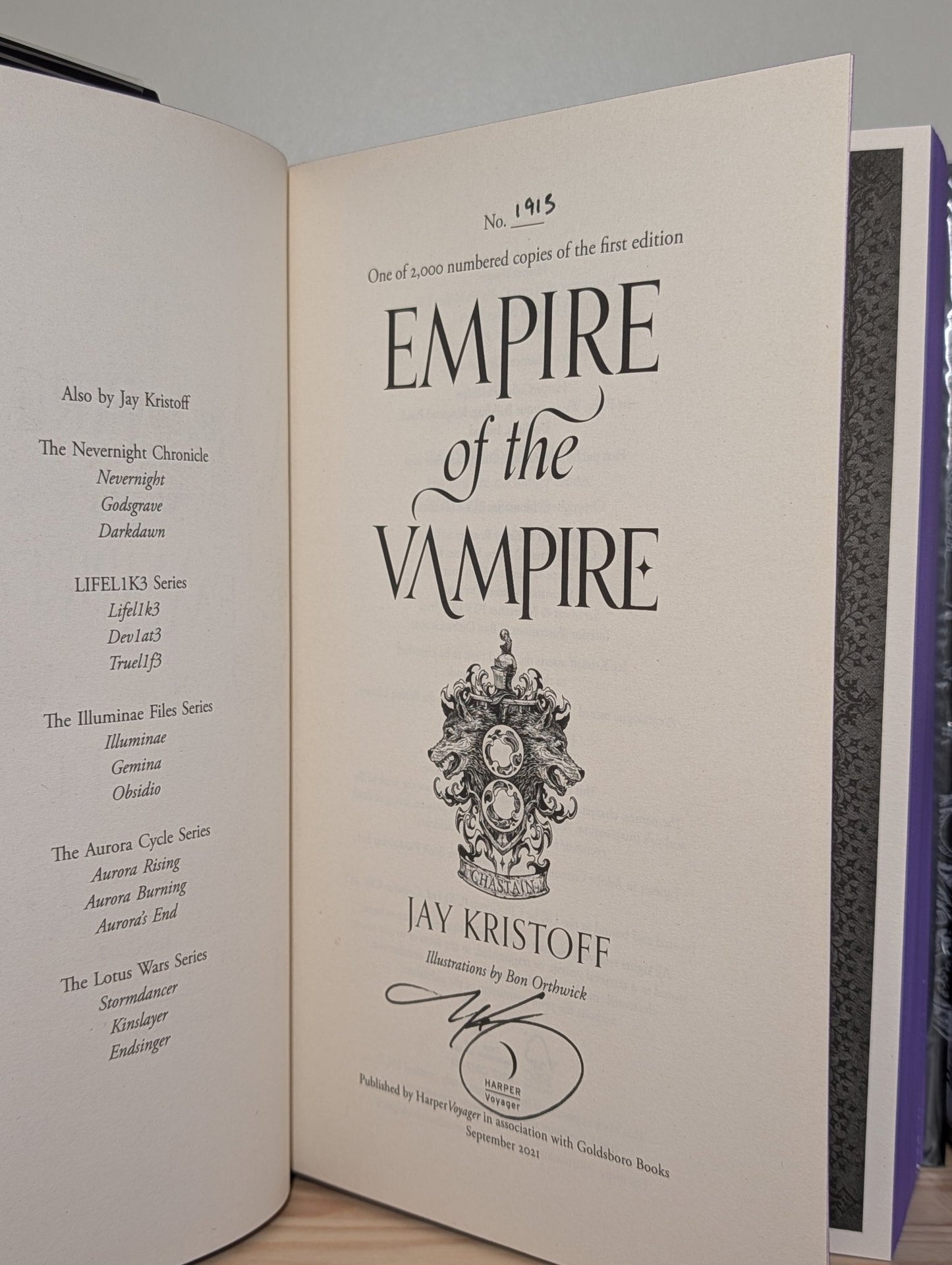 Empire of Vampire; Empire of Damned; Empire of Dawn by Jay Kristoff (Signed Numbered with sprayed edges) - Fialta Books