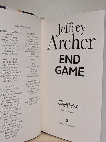 End Game: William Warwick Novels by Jeffrey Archer (Signed First Edition) - Fialta Books