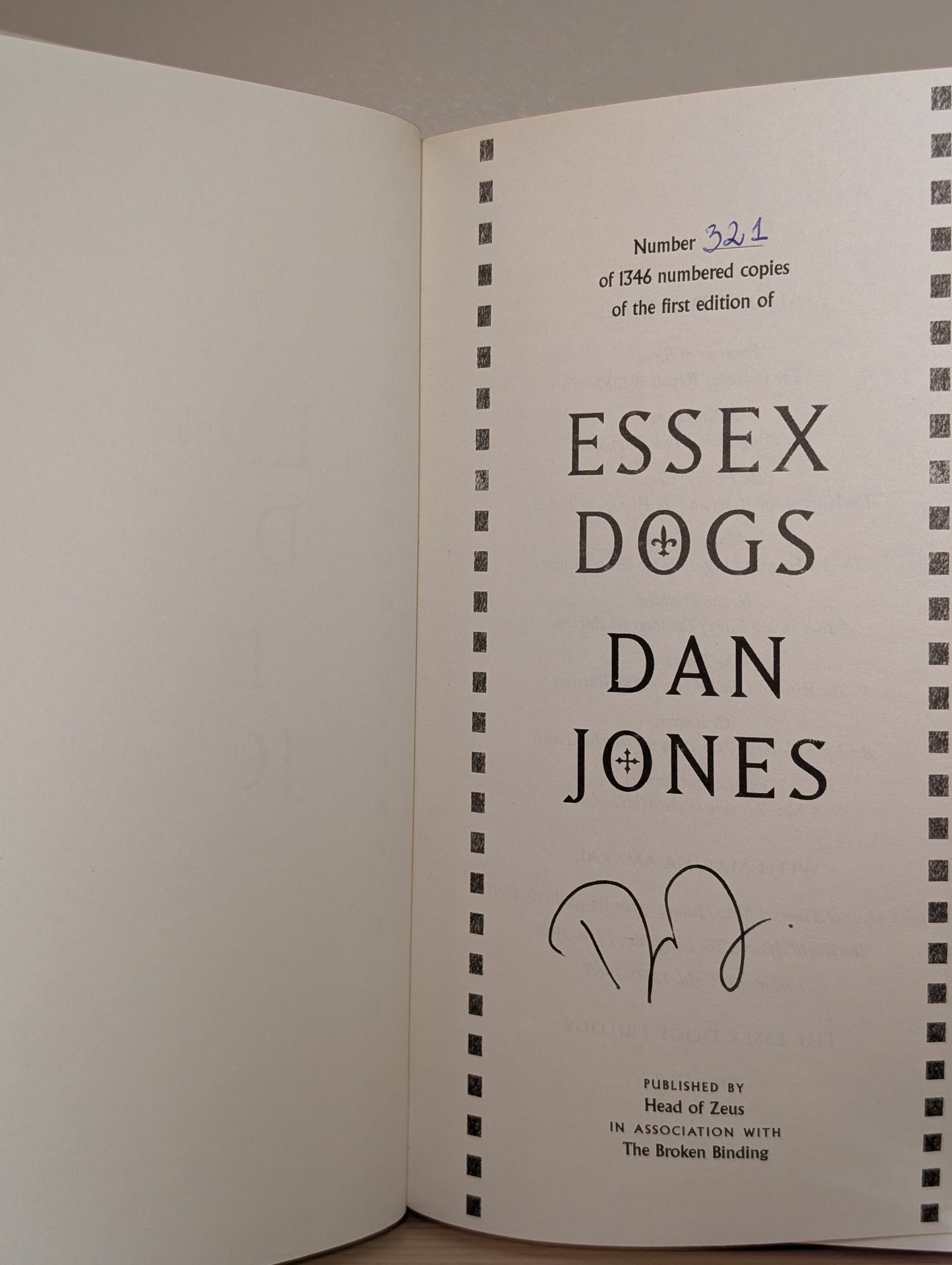 Essex Dogs; Wolves of Winter; Lion Hearts by Dan Jones (Signed Set with sprayed edges) - Fialta Books