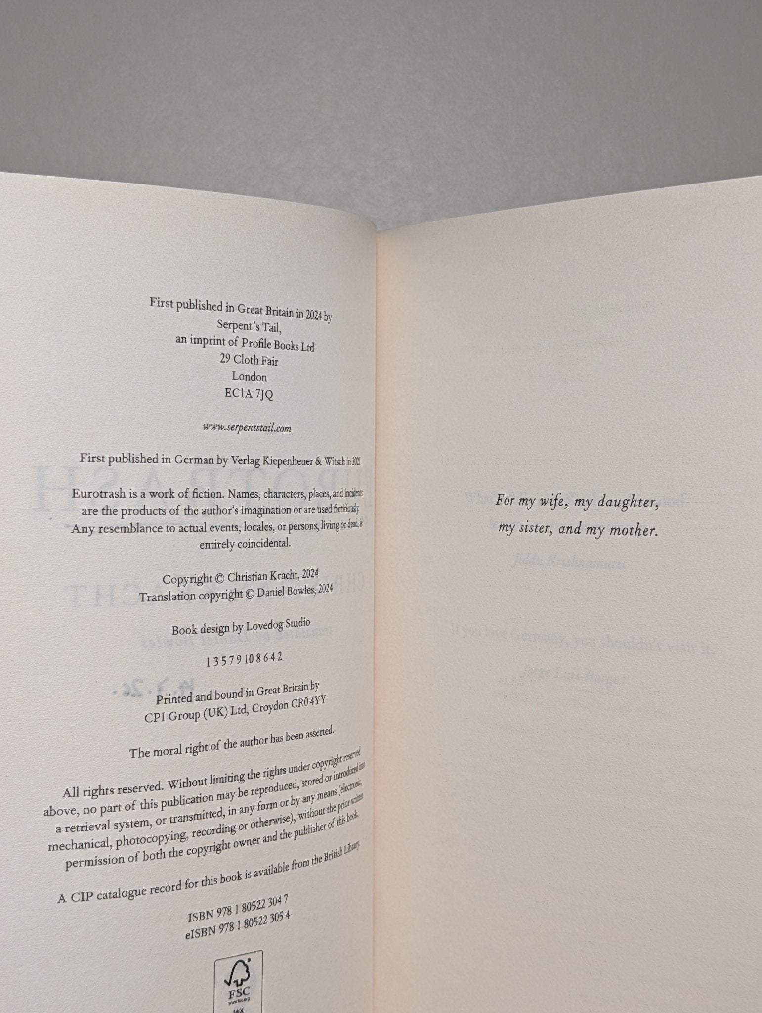 Eurotrash by Christian Kracht (Signed Dated First Edition) - Fialta Books
