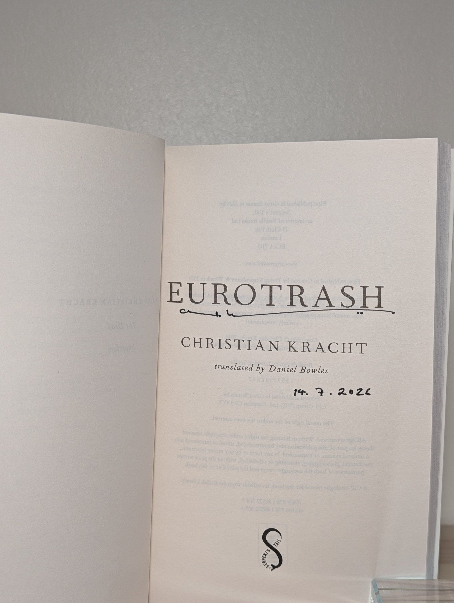 Eurotrash by Christian Kracht (Signed First Edition) - Fialta Books