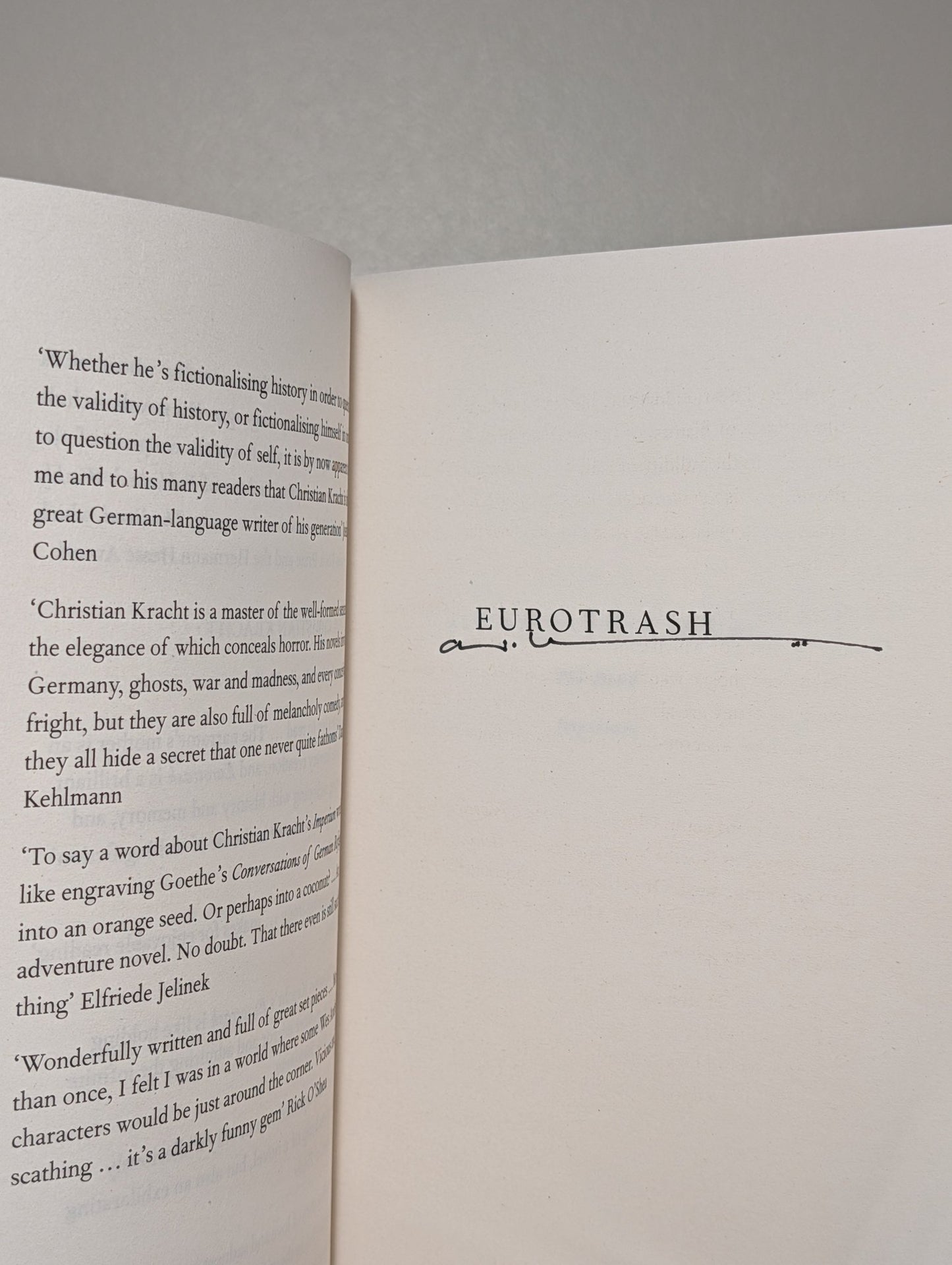 Eurotrash by Christian Kracht (Signed Paperback Edition) - Fialta Books