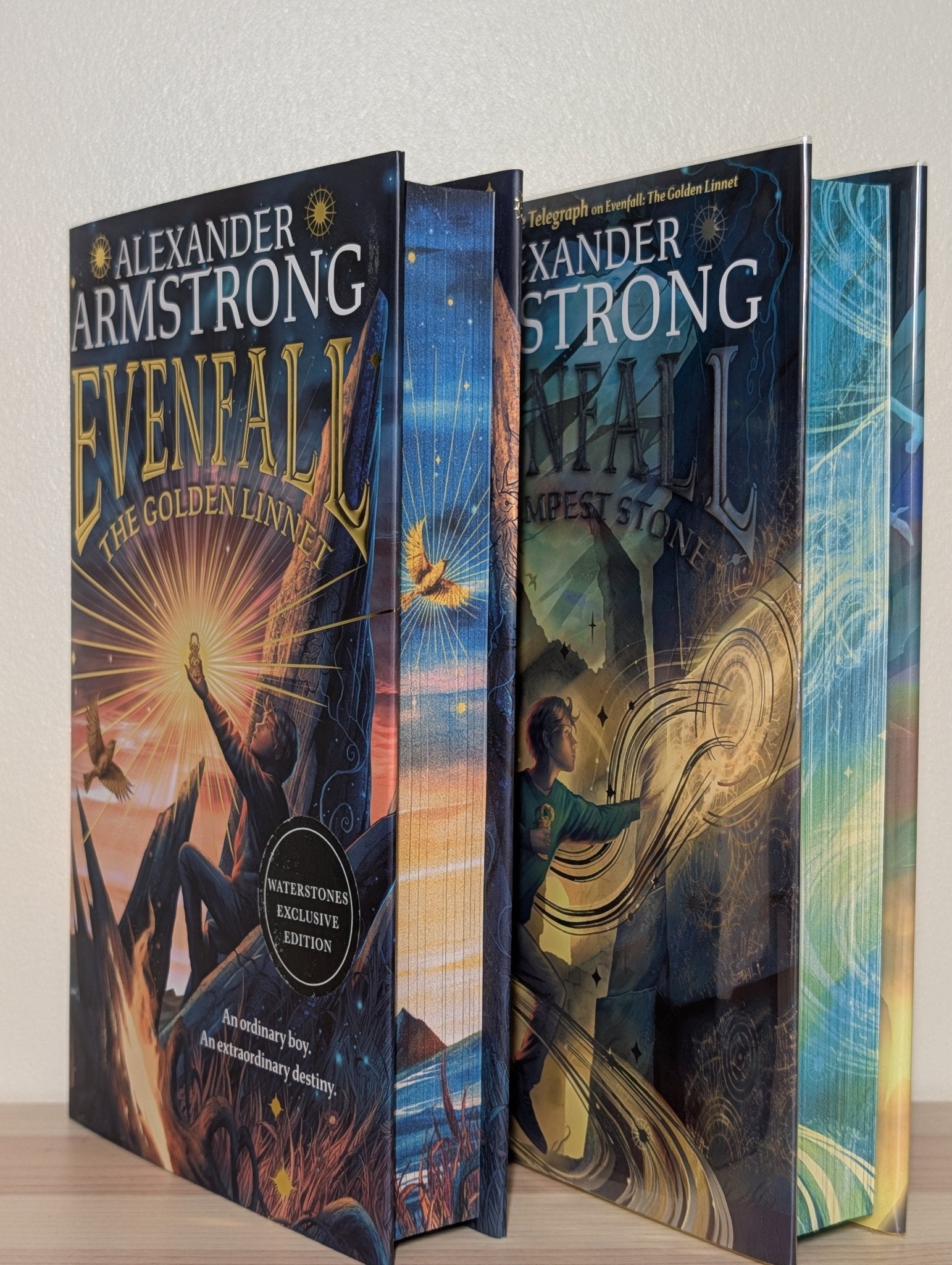 Evenfall: The Golden Linnet; Tempest Stone by Alexander Armstrong (Signed First Edition with sprayed edges) - Fialta Books