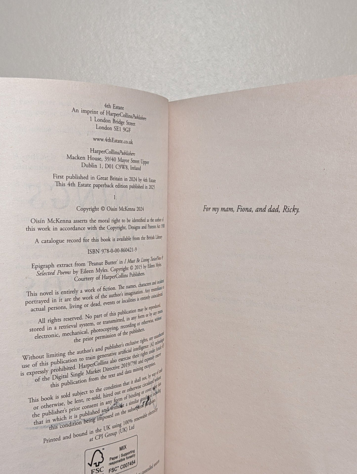 Evenings and Weekends by Oisín McKenna (Signed First Paperback Edition) - Fialta Books