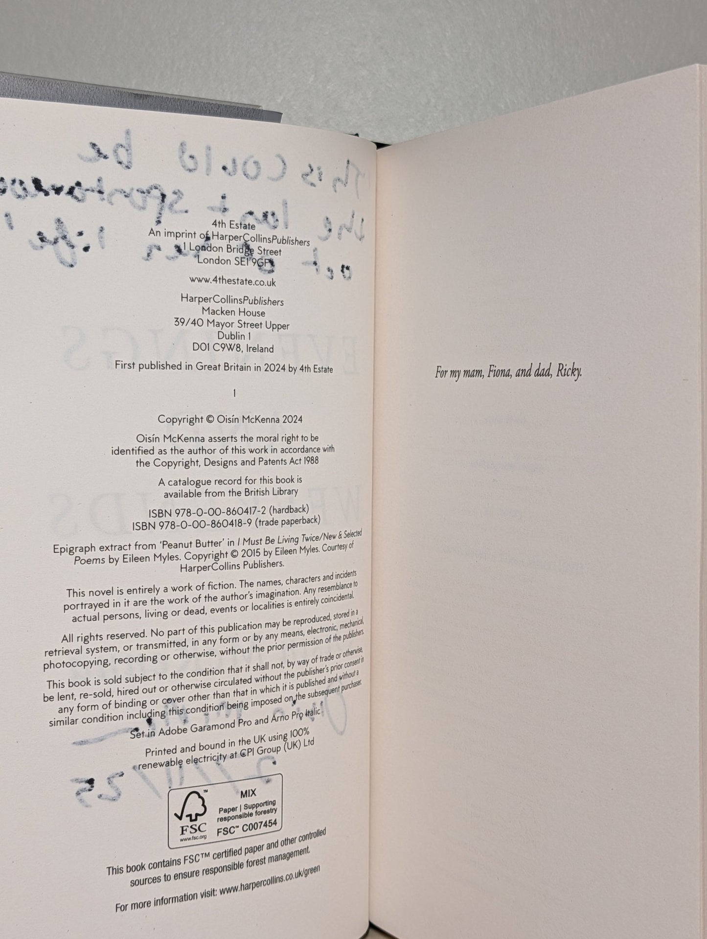 Evenings and Weekends by Oisin McKenna (Signed Lined First Edition) - Fialta Books