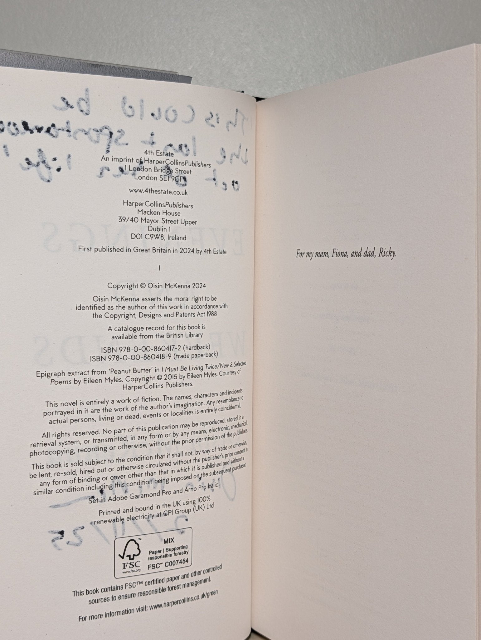 Evenings and Weekends by Oisin McKenna (Signed Lined First Edition) - Fialta Books