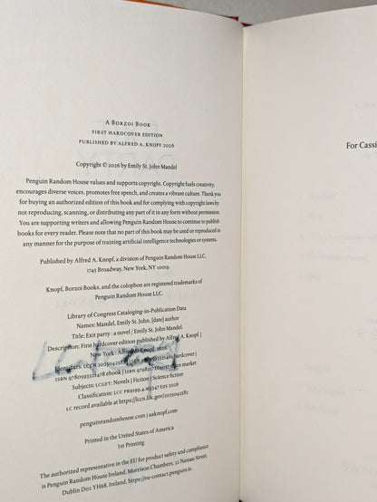 Exit Party: A Novel by Emily St. John Mandel (Signed First Edition) - Fialta Books