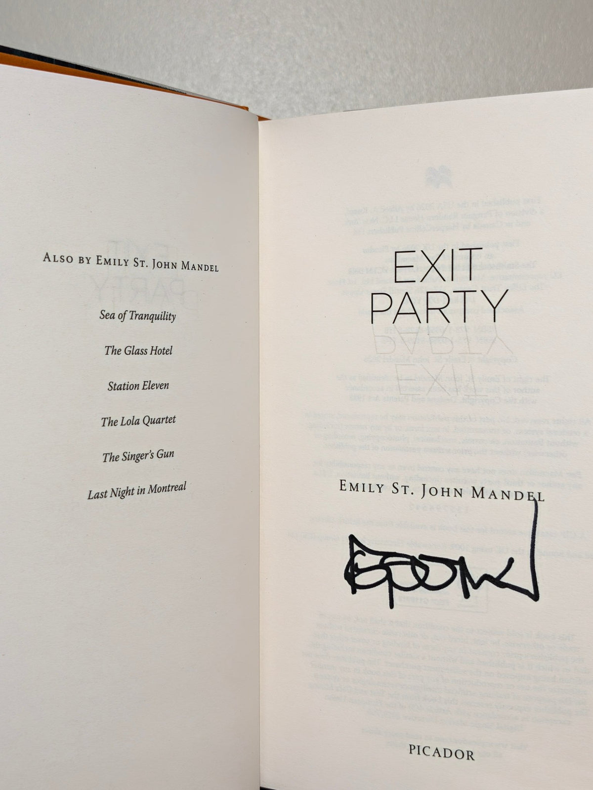 Exit Party by Emily St John Mandel (Signed First Edition) - Fialta Books