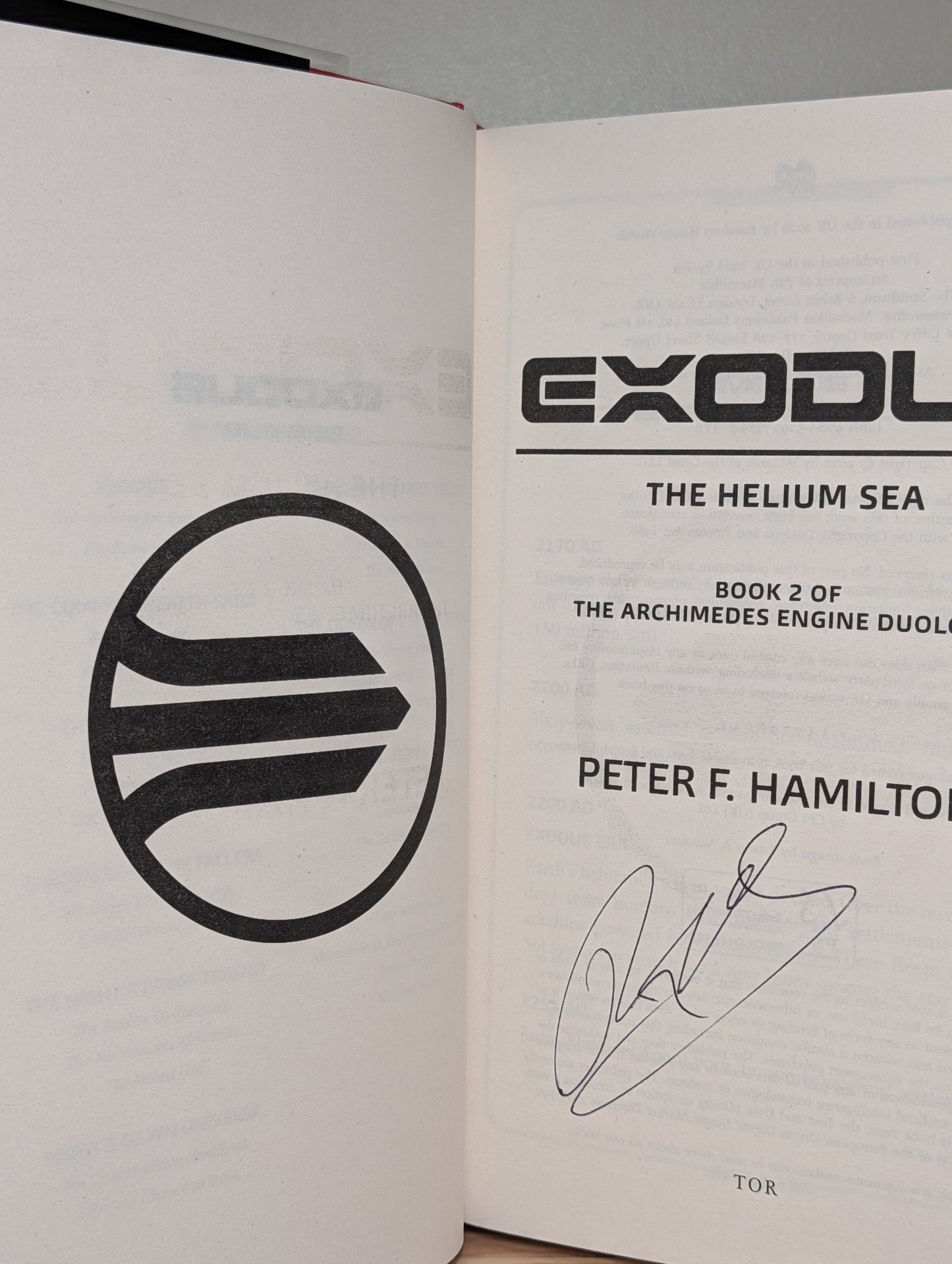 Exodus: Archimedes Engine Helium Sea by Peter F. Hamilton (Signed First Edition) - Fialta Books