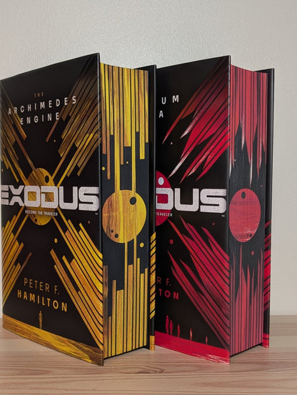 Exodus: Archimedes Engine; Helium Sea by Peter F. Hamilton (Signed Set with sprayed edges) - Fialta Books
