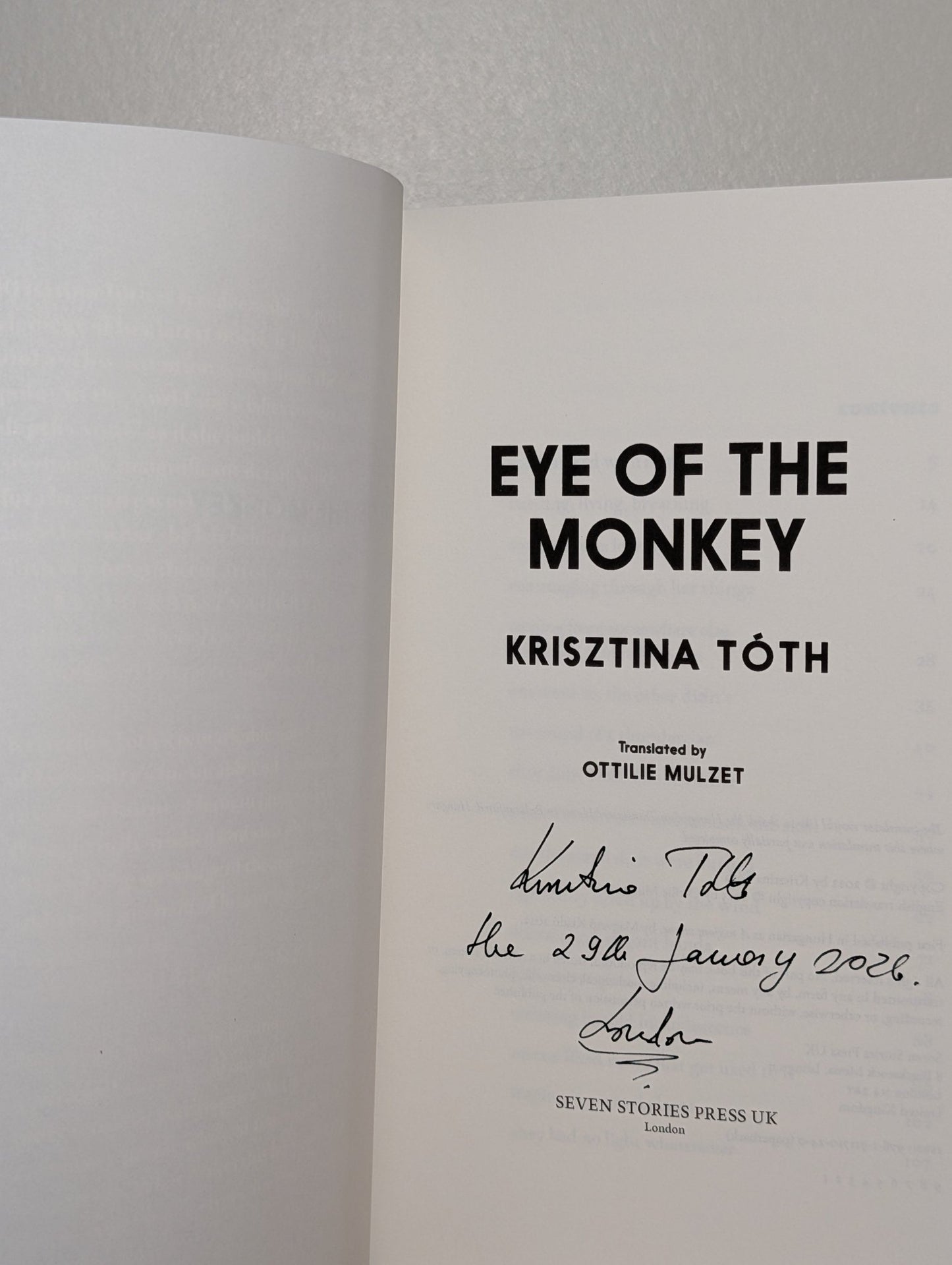 Eye of the Monkey (Signed Dated First Edition) - Fialta Books