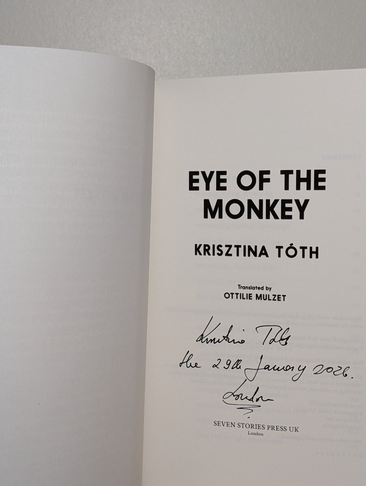 Eye of the Monkey (Signed Dated First Edition) - Fialta Books