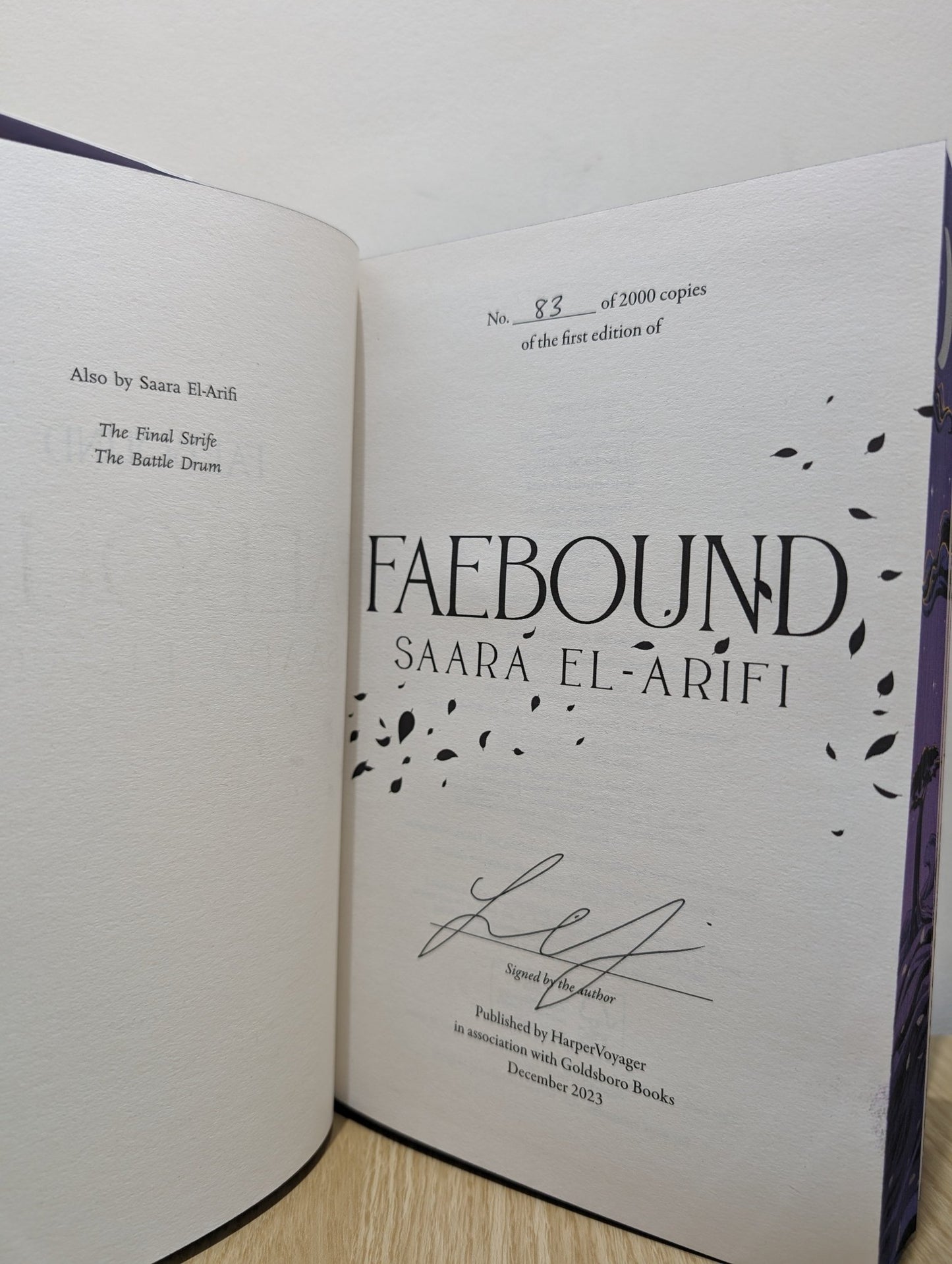 Faebound by Saara El - Arifi (Signed Numbered First Edition with sprayed edges) - Fialta Books