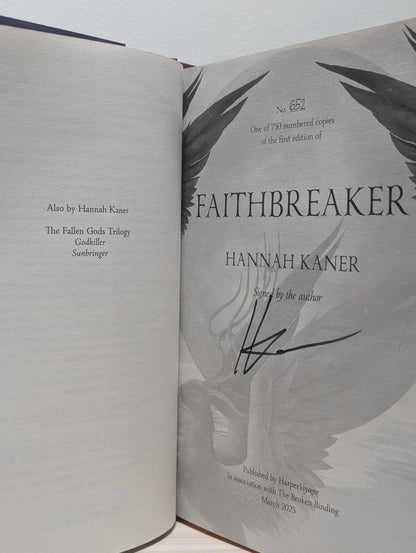 Faithbreaker: Fallen Gods book 3 by Hannah Kaner (Signed Numbered First Edition with foil on boards) - Fialta Books