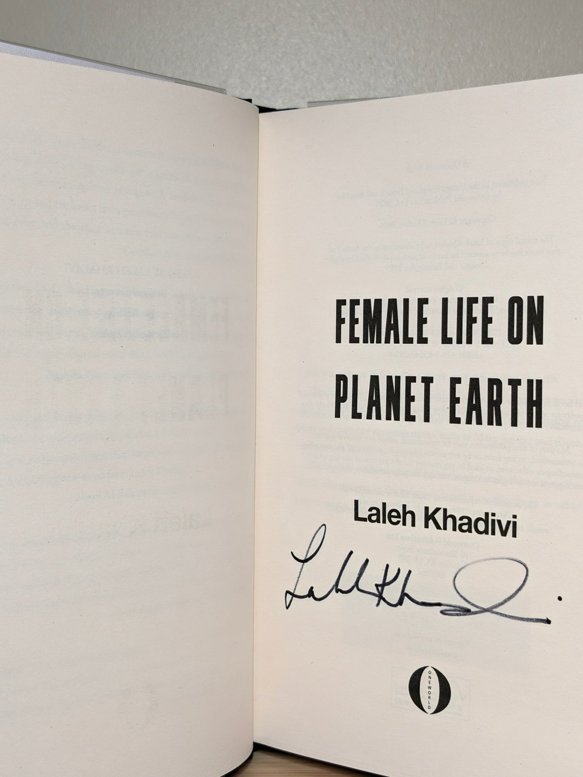 Female Life on Planet Earth by Laleh Khadivi (Signed First Edition) - Fialta Books