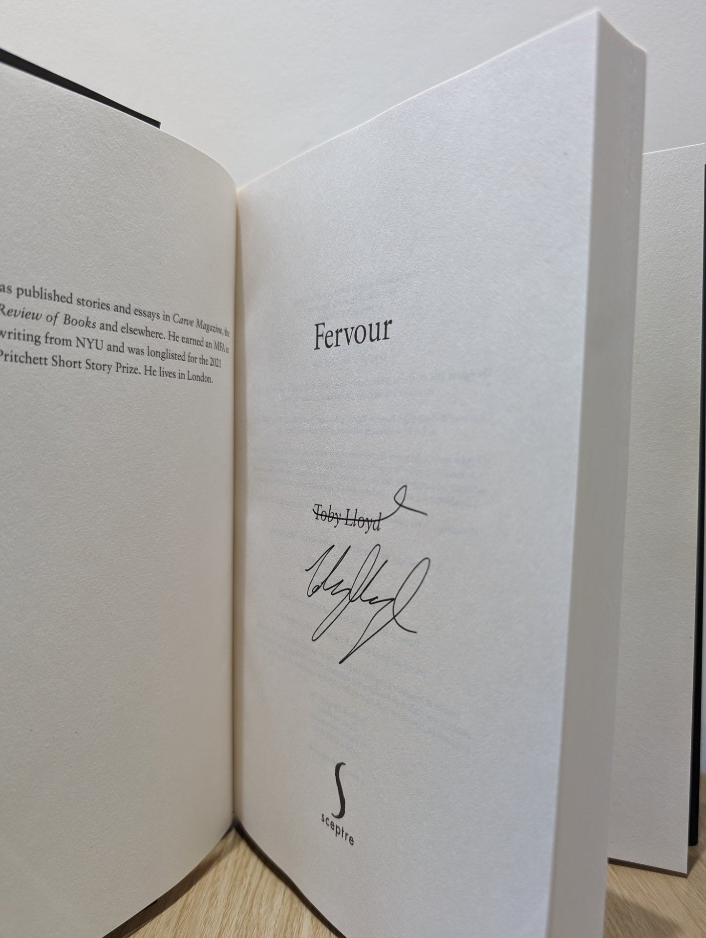 Fervour by Toby Lloyd (Signed First Edition) - Fialta Books