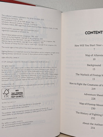 Fighting Fantasy: The Warlock of Firetop Mountain by Steve Jackson Ian Livingstone (Signed Dated Collector's Edition) - Fialta Books