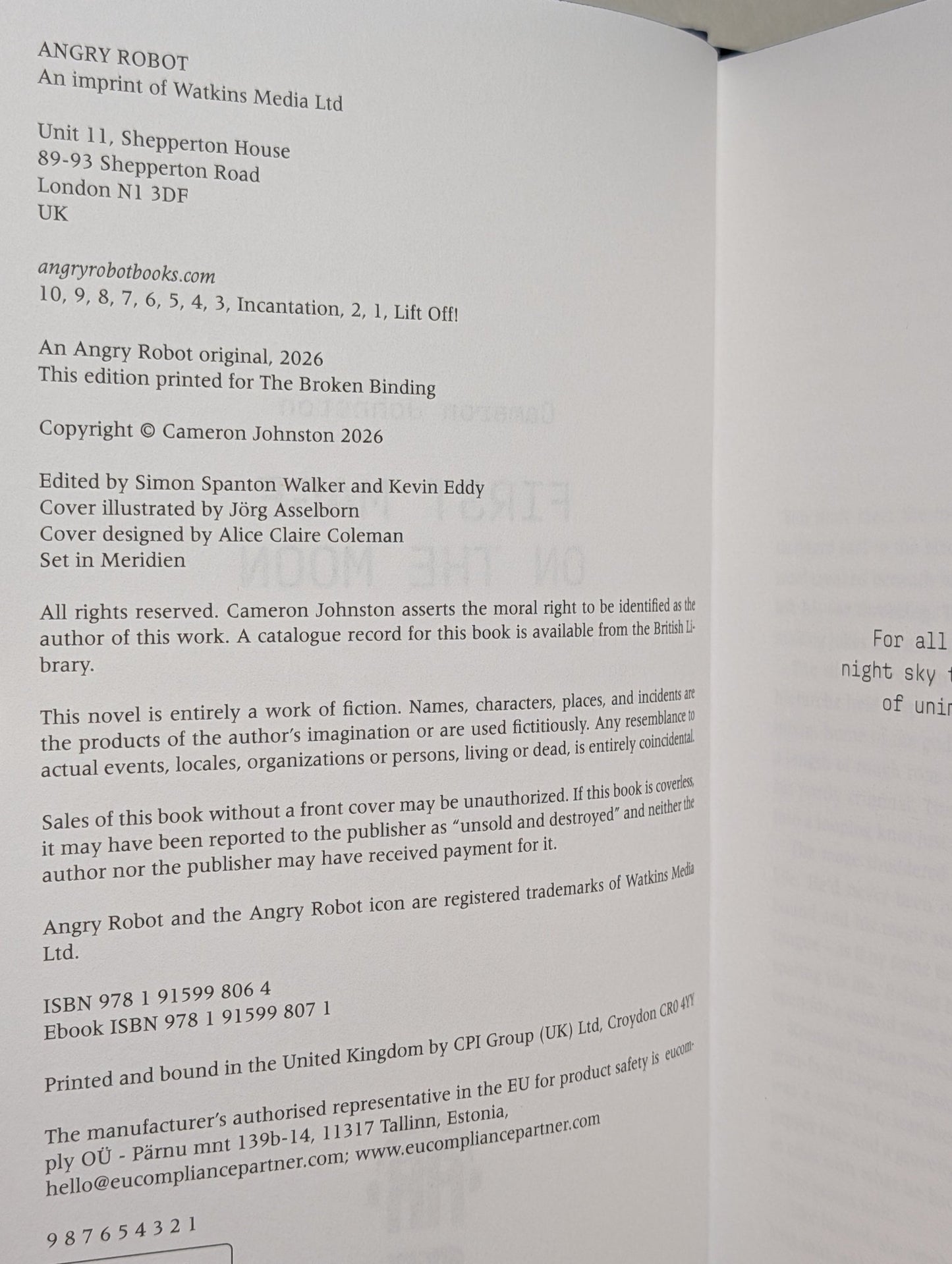 First Mage on the Moon by Cameron Johnston (Signed First Edition with sprayed edges) - Fialta Books