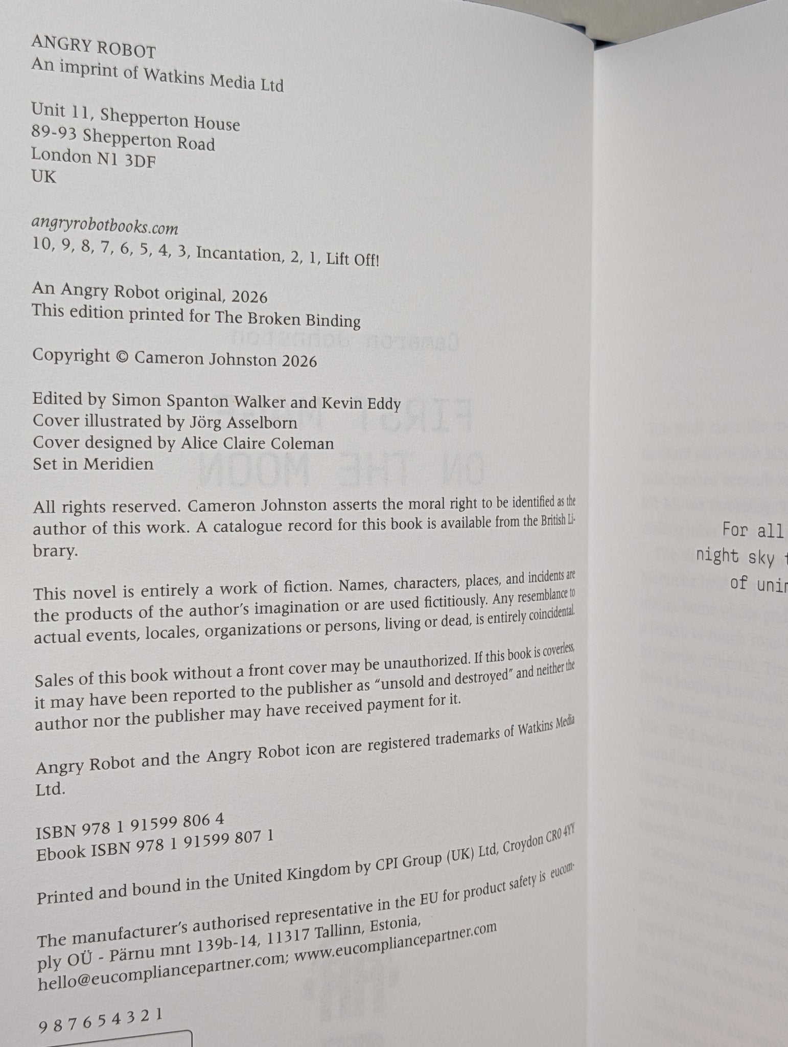 First Mage on the Moon by Cameron Johnston (Signed First Edition with sprayed edges) - Fialta Books