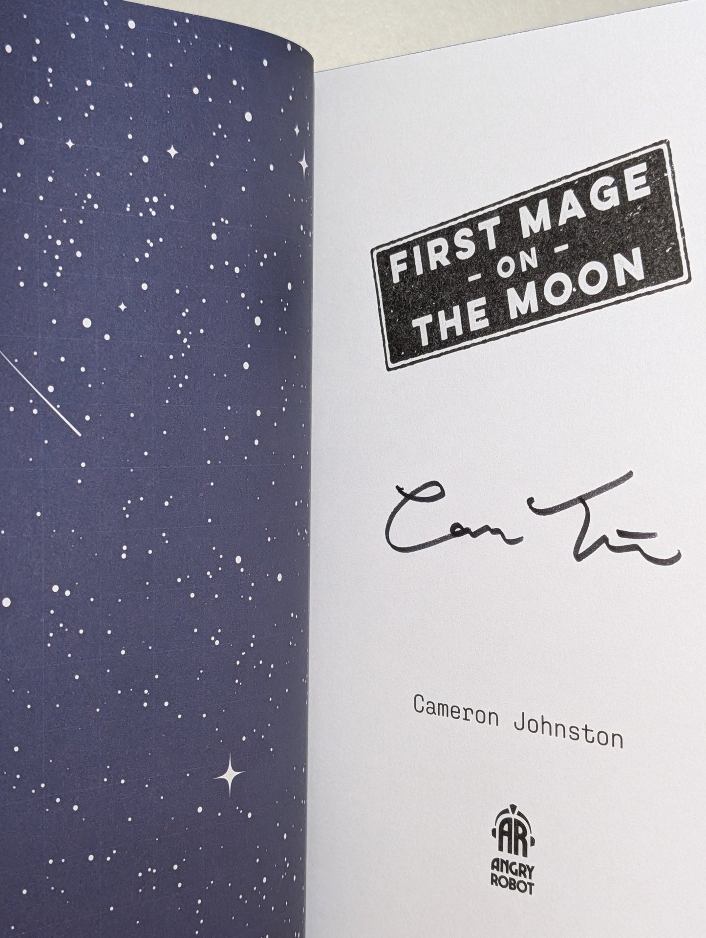 First Mage on the Moon by Cameron Johnston (Signed First Edition with sprayed edges) - Fialta Books