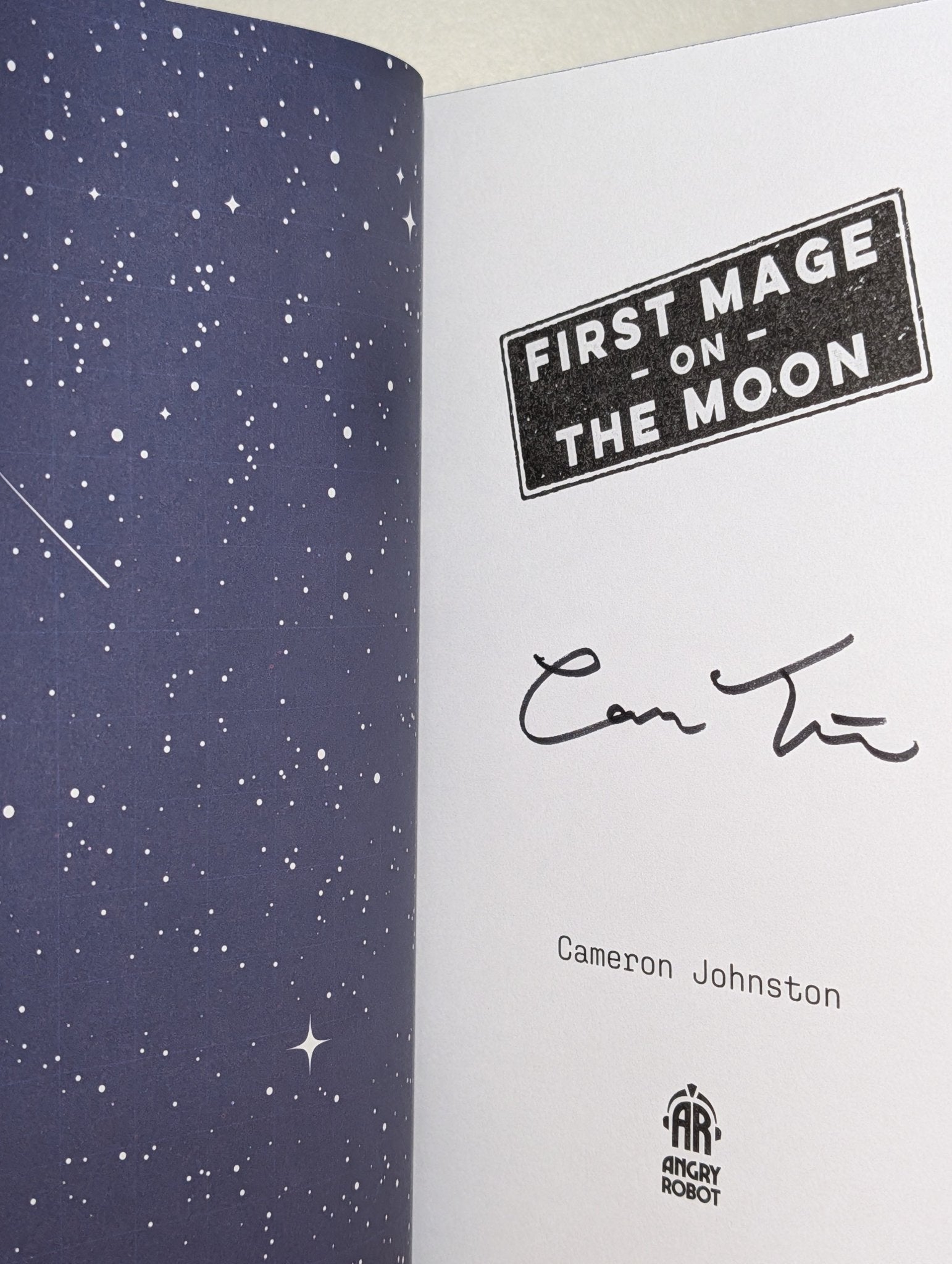 First Mage on the Moon by Cameron Johnston (Signed First Edition with sprayed edges) - Fialta Books