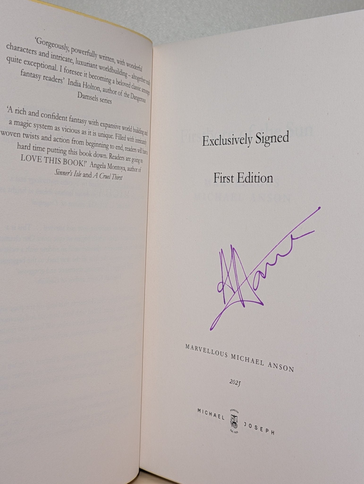 Firstborn of the Sun by Marvellous Michael Anson (Signed with yellow sprayed edges) - Fialta Books