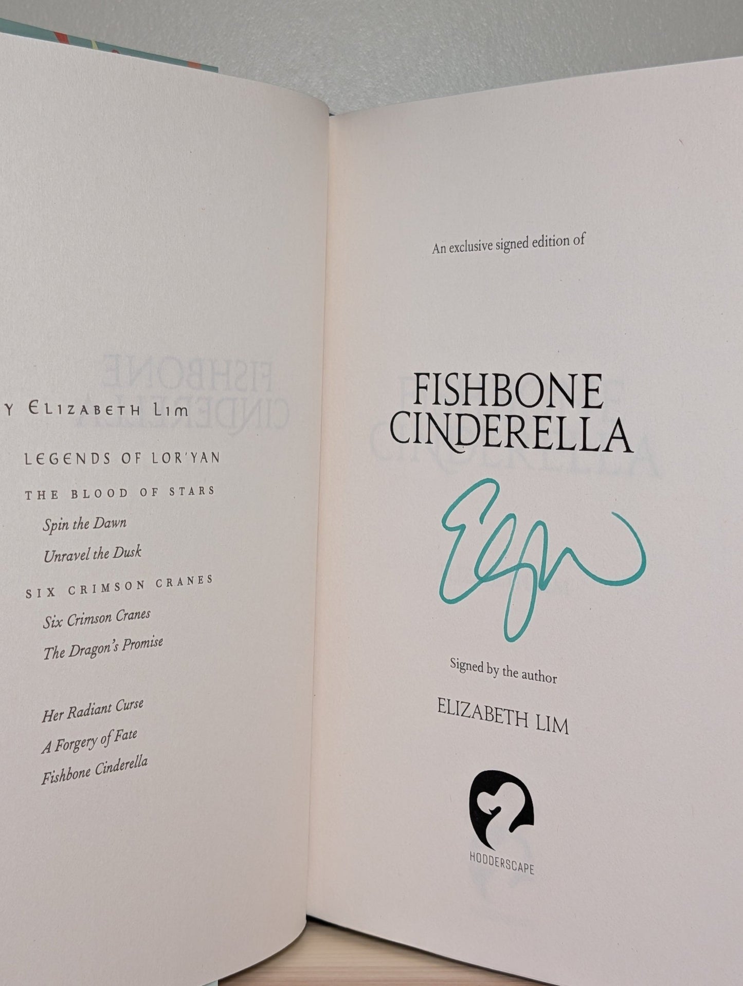 Fishbone Cinderella by Elizabeth Lim (Signed First Edition with sprayed edges) - Fialta Books
