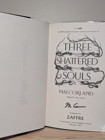 Five Broken Blades; Four Ruined Realms; Three Shattered Souls by Mai Corland (Signed Numbered with sprayed edges) - Fialta Books