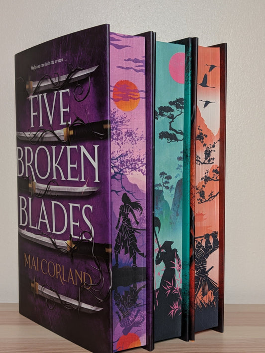 Five Broken Blades; Four Ruined Realms; Three Shattered Souls by Mai Corland (Signed with sprayed edges) - Fialta Books