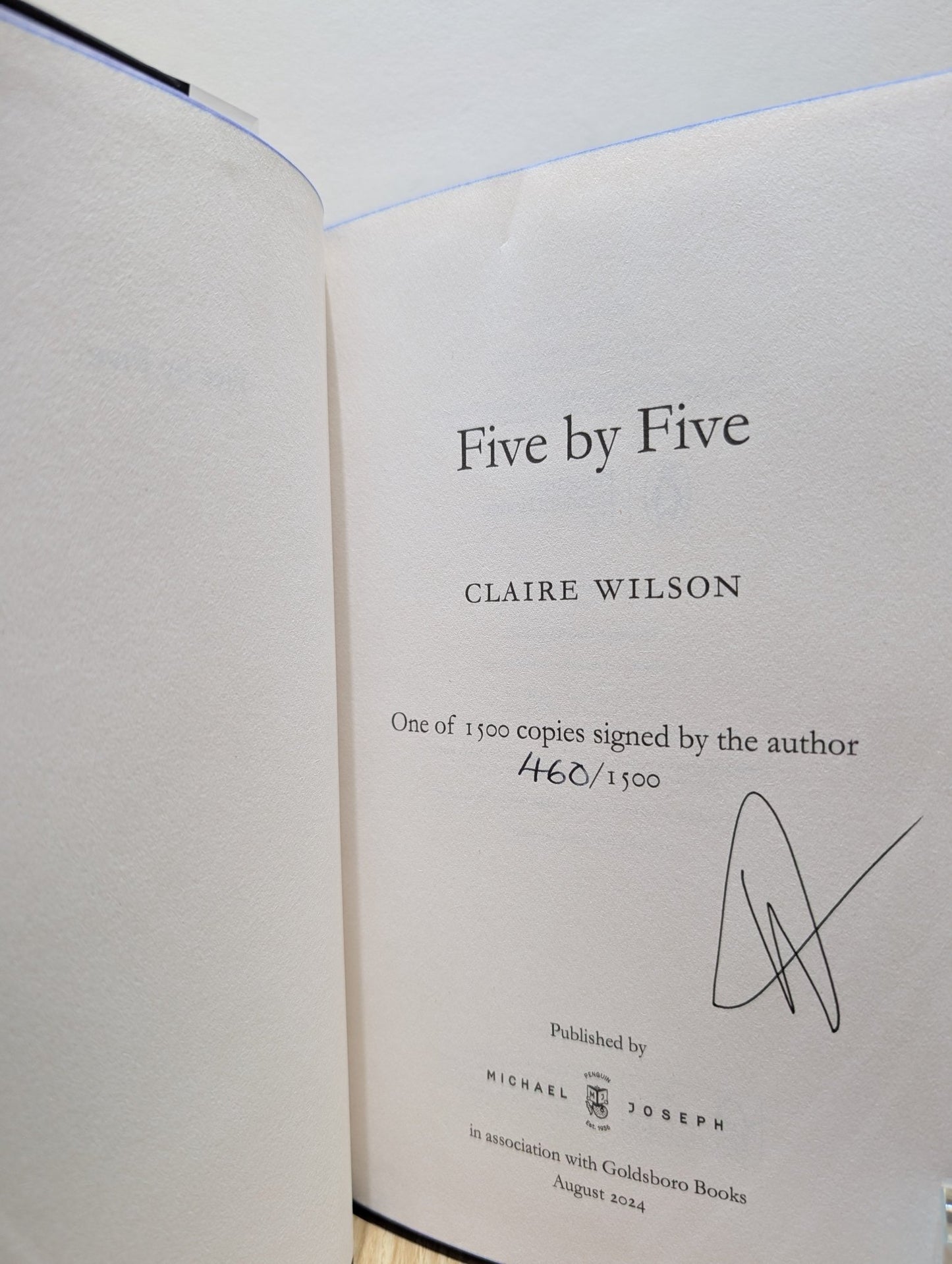 Five by Five by Claire Wilson (Signed Numbered First Edition with sprayed edges) - Fialta Books