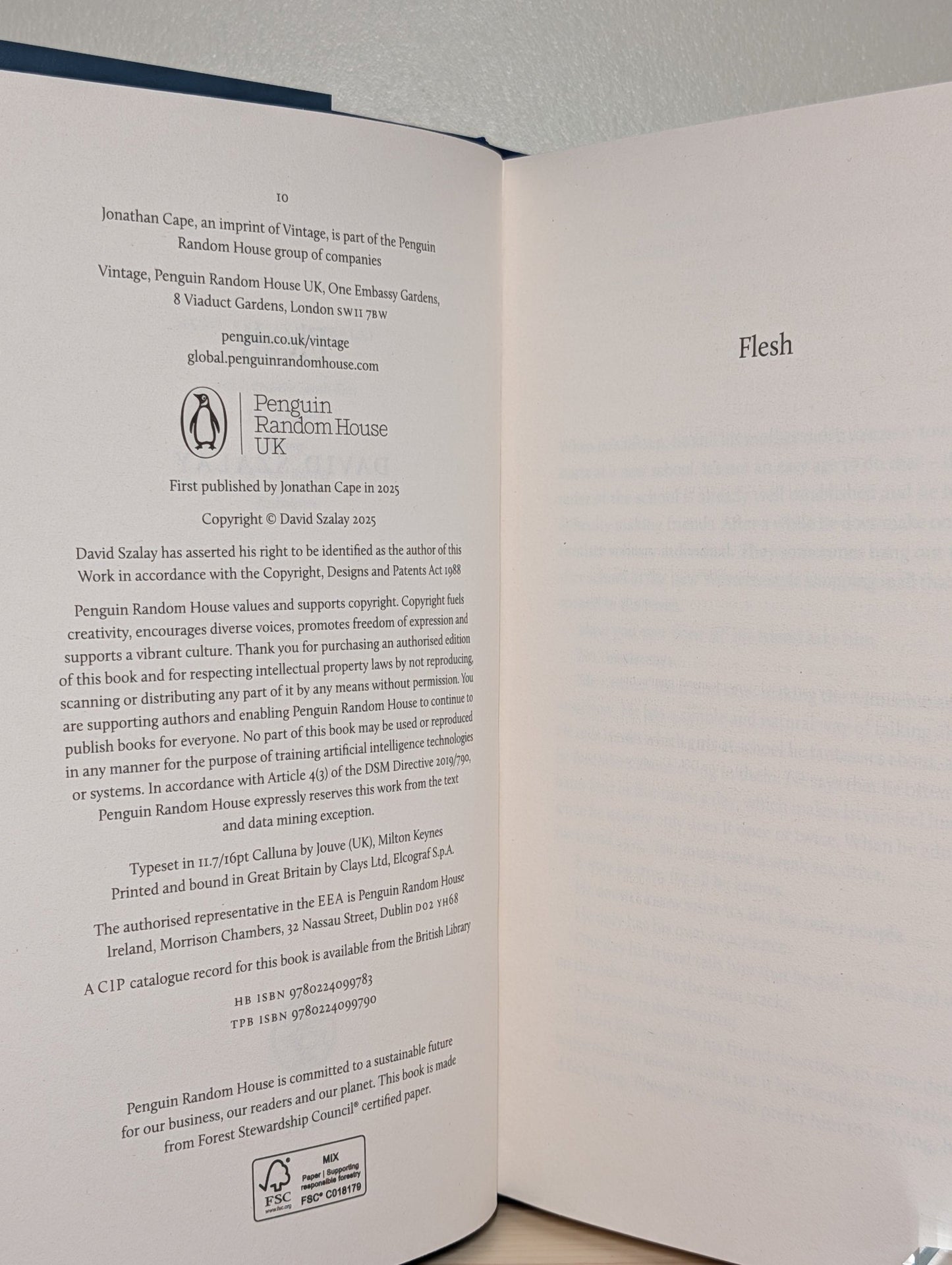 Flesh by David Szalay (Signed Bookplate Edition) - Fialta Books