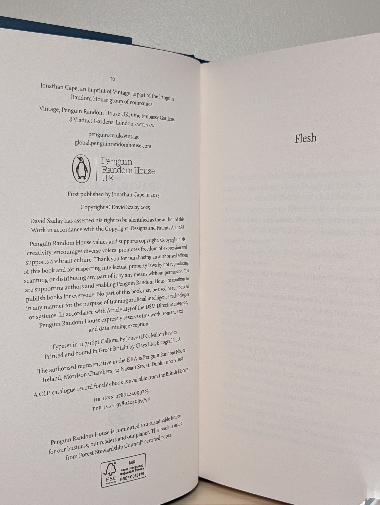 Flesh by David Szalay (Signed Bookplate Edition) - Fialta Books