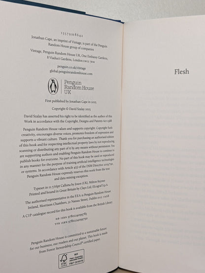 Flesh by David Szalay (Signed First Edition) - Fialta Books