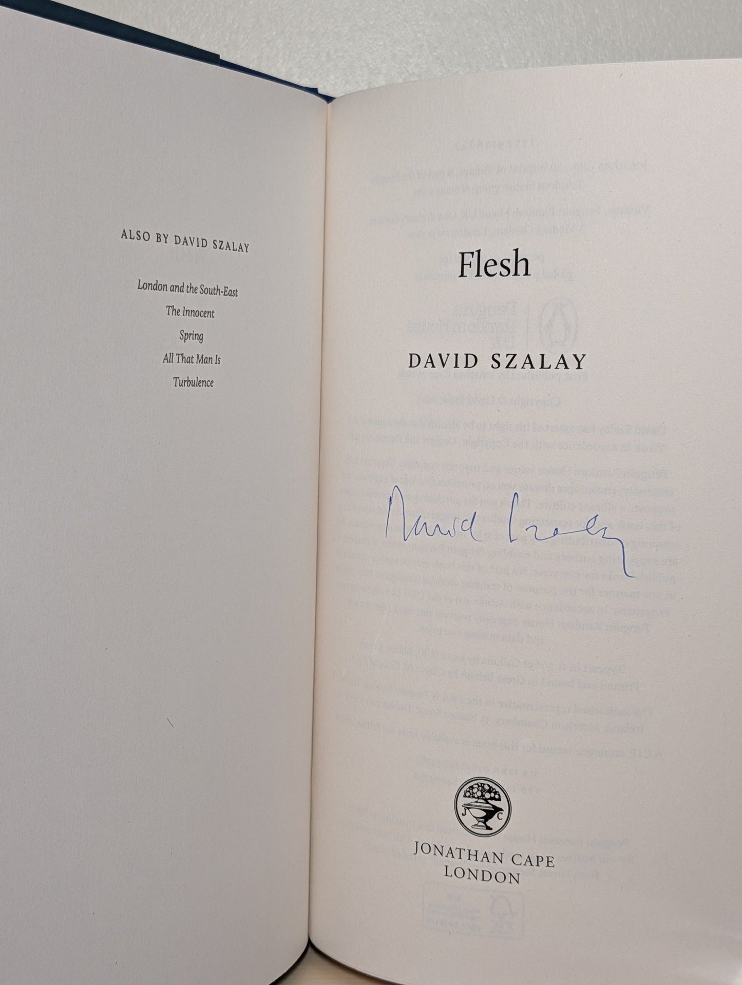 Flesh by David Szalay (Signed First Edition) - Fialta Books