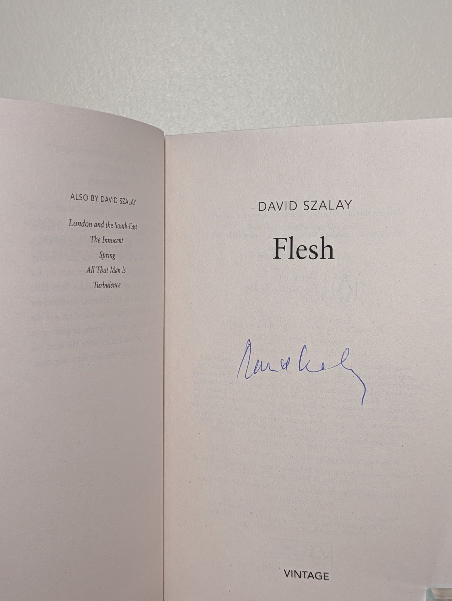 Flesh by David Szalay (Signed First Paperback Edition) - Fialta Books