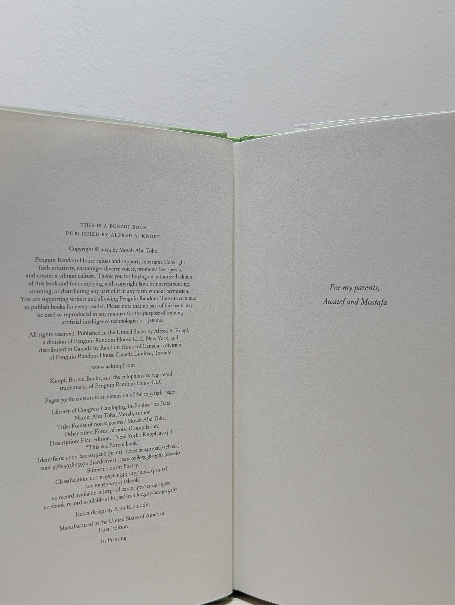 Forest of Noise: Poems by Mosab Abu Toha (Signed First Edition) - Fialta Books