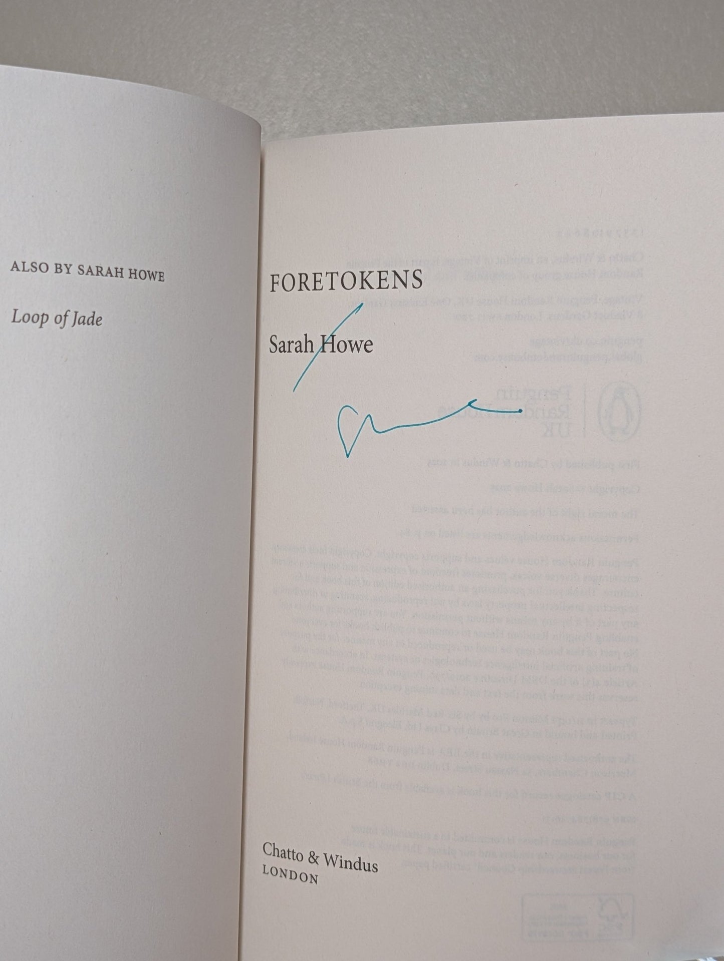 Foretokens by Sarah Howe (Signed First Edition) - Fialta Books