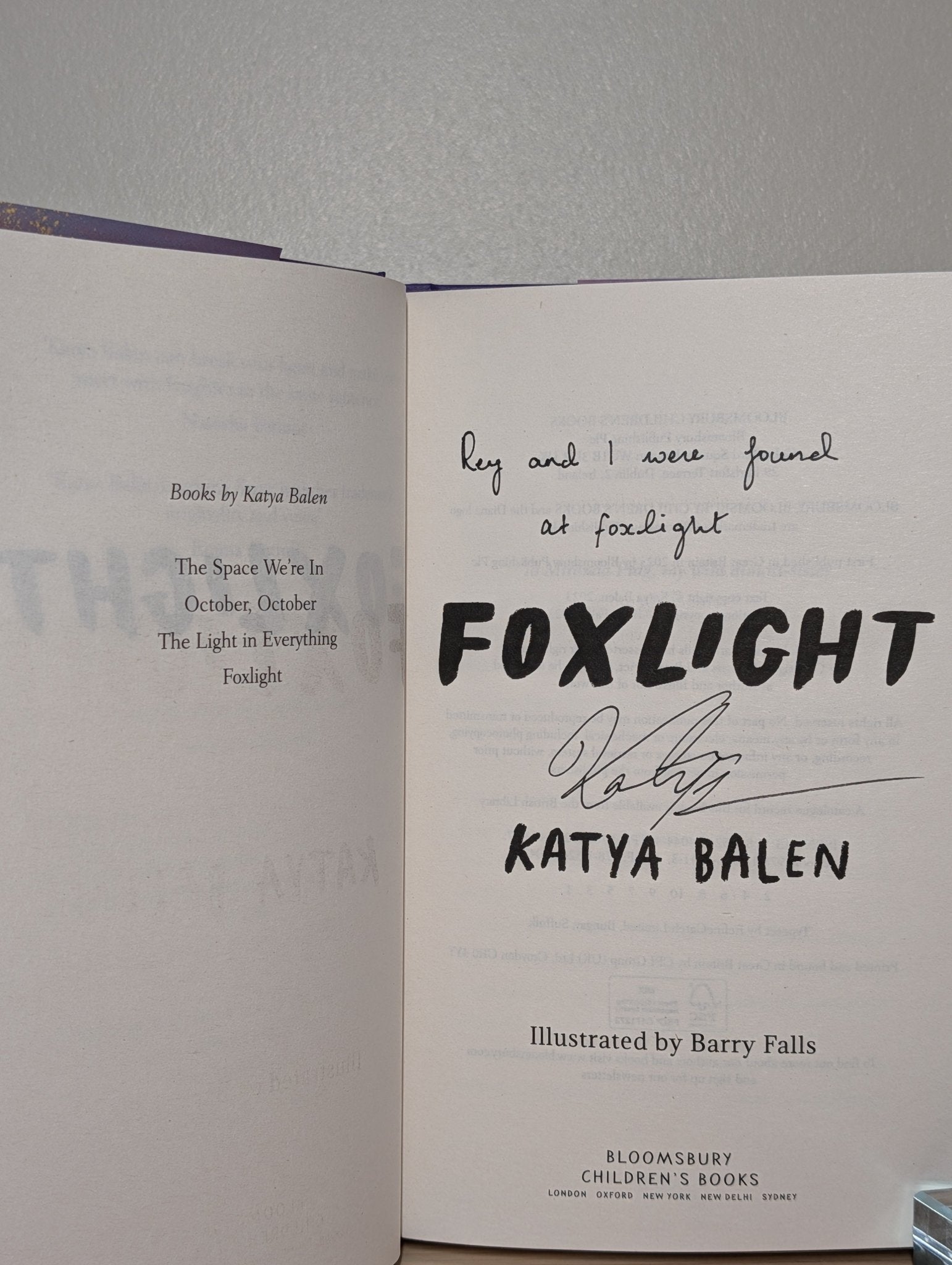 Foxlight by Katya Balen (Signed First Edition) - Fialta Books
