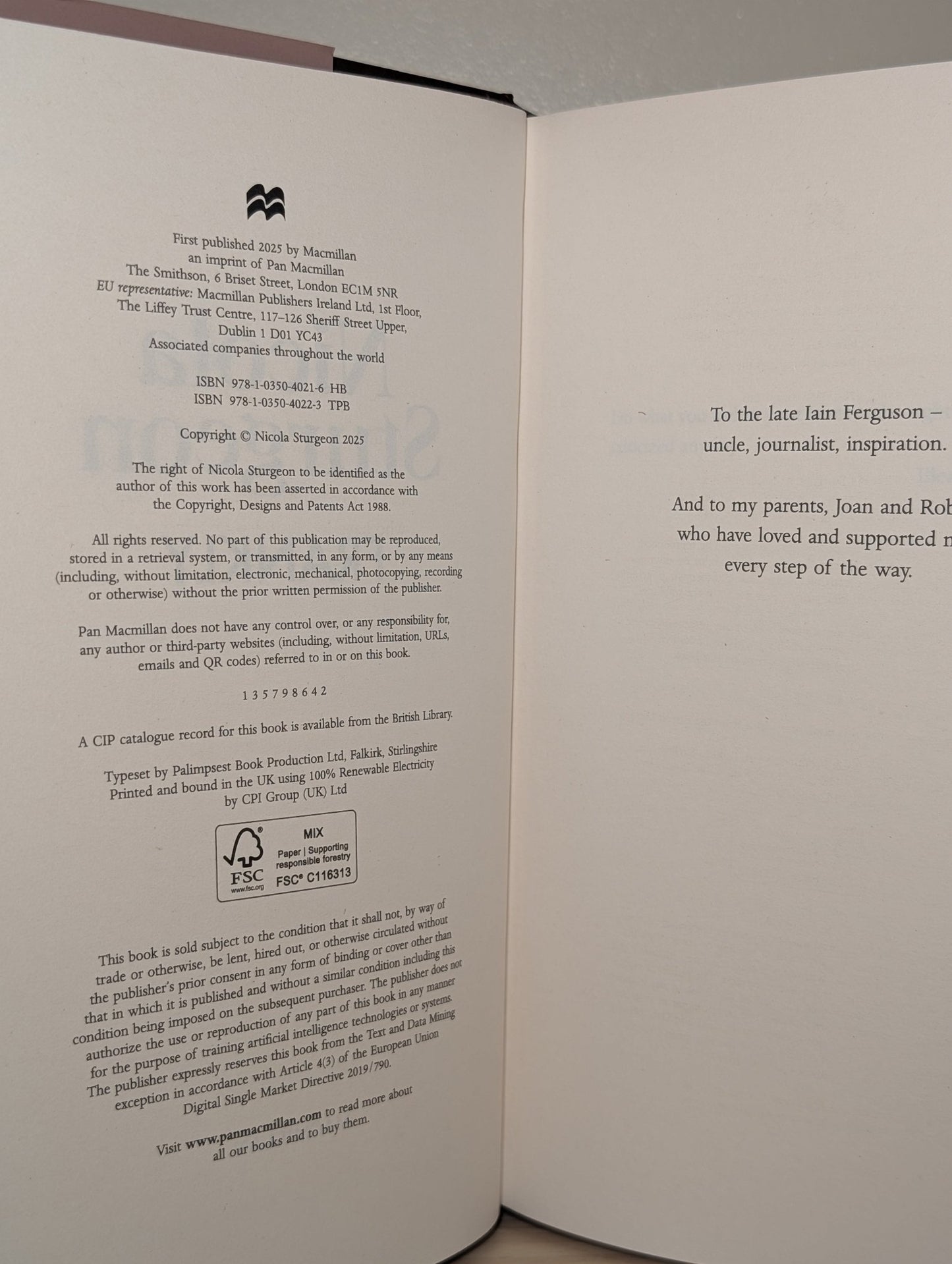 Frankly by Nicola Sturgeon (Signed First Edition) - Fialta Books