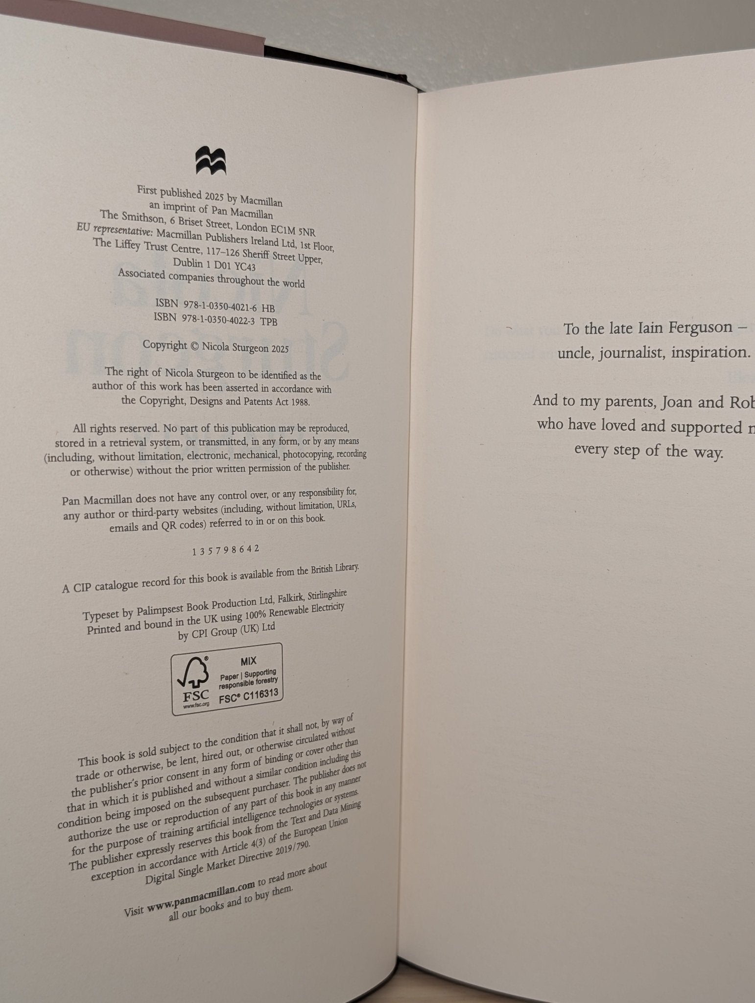 Frankly by Nicola Sturgeon (Signed First Edition) - Fialta Books