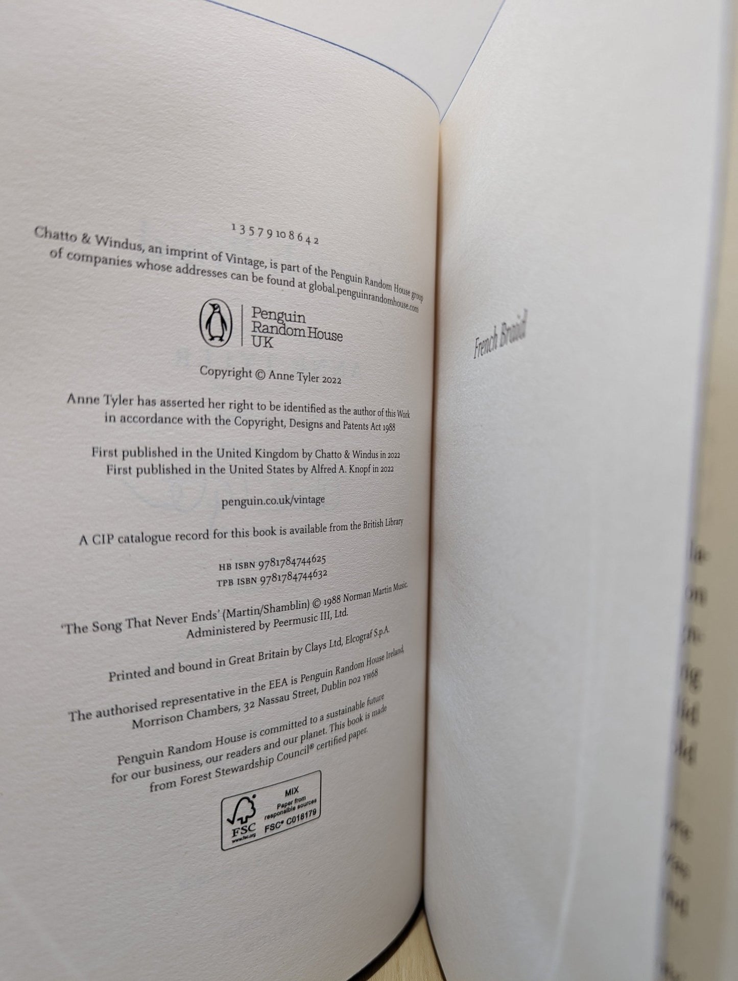 French Braid by Anne Tyler (Signed First Edition with sprayed edges) - Fialta Books