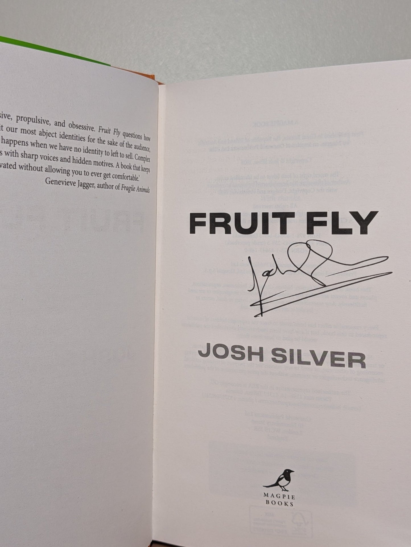 Fruit Fly by Josh Silver (Signed First Edition) - Fialta Books