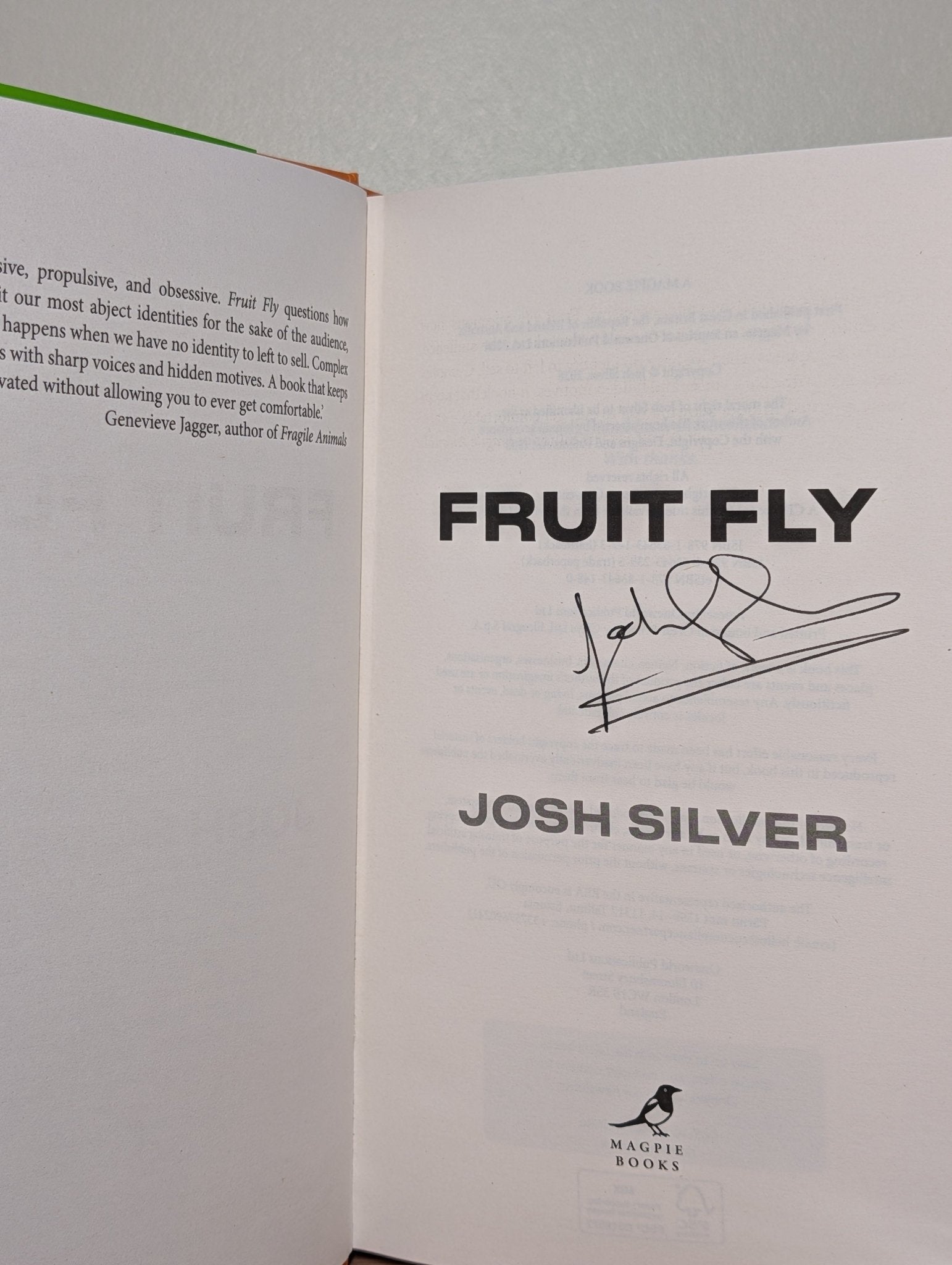 Fruit Fly by Josh Silver (Signed First Edition) - Fialta Books