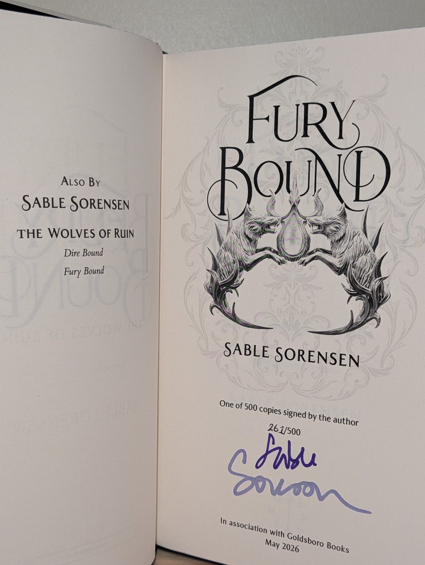 Fury Bound by Sable Sorensen (Signed Numbered First Edition with sprayed edges) - Fialta Books