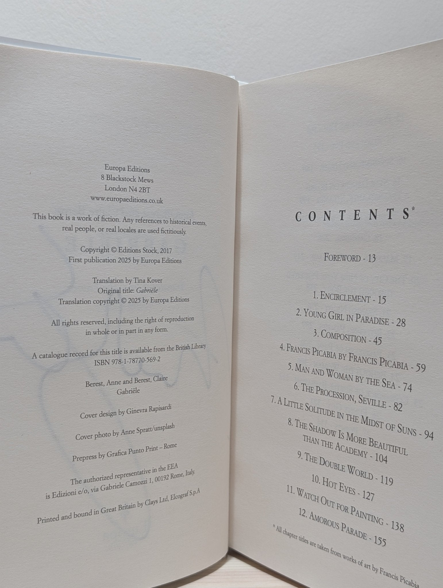 Gabriele by Anne Berest (Signed First Edition) - Fialta Books